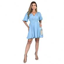 Vestido Balone Feminino Curto Com Forro Manga Curta Balone