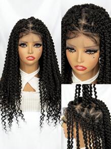 Synthetic Long Box Braid Wig Twist Braid African Braid Wig Full Lace Synthetic Curly Braid Wig - Black - View 3
