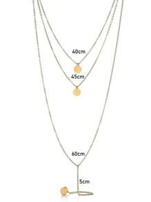 1 件时尚多层亮片吊坠项链，适合女士，节日配饰派对礼物 - 3層亮片長項鍊 - 查看 6