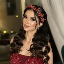 1 Băng đô xoắn thủ công mềm mại đính đá màu đỏ/xanh lá/xanh dương dành cho nữ, thích hợp cho đám cưới, tiệc tùng, biểu diễn trên sân khấu và phụ kiện chụp ảnh - Nhiều màu - Xem 8