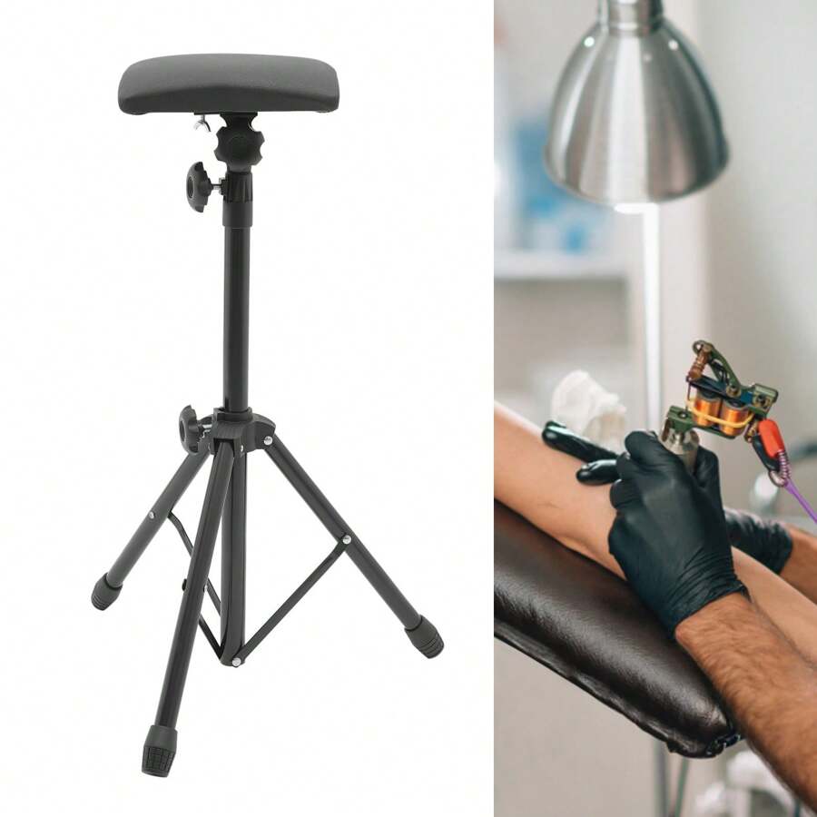 CNCEST Tattoo Arm Rest, Height Adjustable Foldable Tattoo Armrest Stand Professional Leg Rest Arm Bar Sponge Pad For Salon Studio Tattoo Supplies Tool - Black - View 1