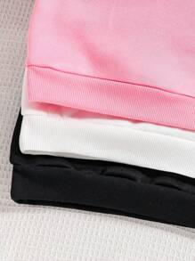 3pcs/Set Tween Girls Cartoon Pattern Print Warm Hoodies - Multicolor - View 6