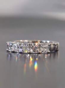 1pc Luxury Cubic Zirconia Ring, Women's Wedding Engagement Party Jewelry, Valentine's Day Gift - 1# - View 20