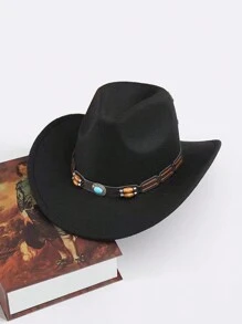 1pc Unisex Retro Bohemian Solid Color Polyester Felt Hat, Casual Vintage Beret Cap Suitable For Autumn/Winter