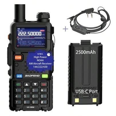 Baofeng Neuer Start Baofeng UV-5RM mit Ohrhörer Langstrecken Walkie-Talkie Mehrband Amateurfunk Funkgerät für Outdoor Camping Reisen