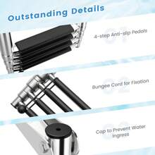 4-Step Telescoping Boat Ladder, Folding Dock Ladder With Non-Slip Steps, Stainless Steel Extendable Boat Ladder For Yacht, Dock, Pontoon, Swimming Pool, 225 KG Capacity - Silver - View 3