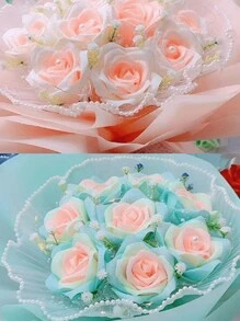 5 Pièces Ruban De Satin Ruban De Tissu Décoration De Gâteau De Mariage Diy Ruban De Craft Rose Emballage De Cadeau Ruban De Décoration De Fête Pour Mariage, Fête Des Mères, Saint-valentin, Bouquet, Emballage De Cadeau