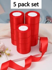 5 Pièces Ruban De Satin Ruban De Tissu Décoration De Gâteau De Mariage Diy Ruban De Craft Rose Emballage De Cadeau Ruban De Décoration De Fête Pour Mariage, Fête Des Mères, Saint-valentin, Bouquet, Emballage De Cadeau