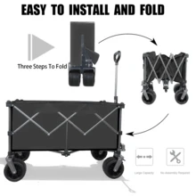 Collapsible Folding Wagon, Push Pull Foldable Beach Wagon Cart - 1 - 查看 6
