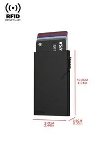 Anti-Theft ID Minimalist Card Holder Aluum Metal Wallets Pocket Case Bank Women Men Cardholder Box Card Holder Wallet Business Card Holder Credit Card Holder For Men Mini Wallet Card Wallet Rfid Wallet - Black - View 4