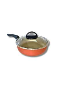 18 Cm Non-Stick Deep Frying Pan With Glass Lid - Màu be - Xem 1