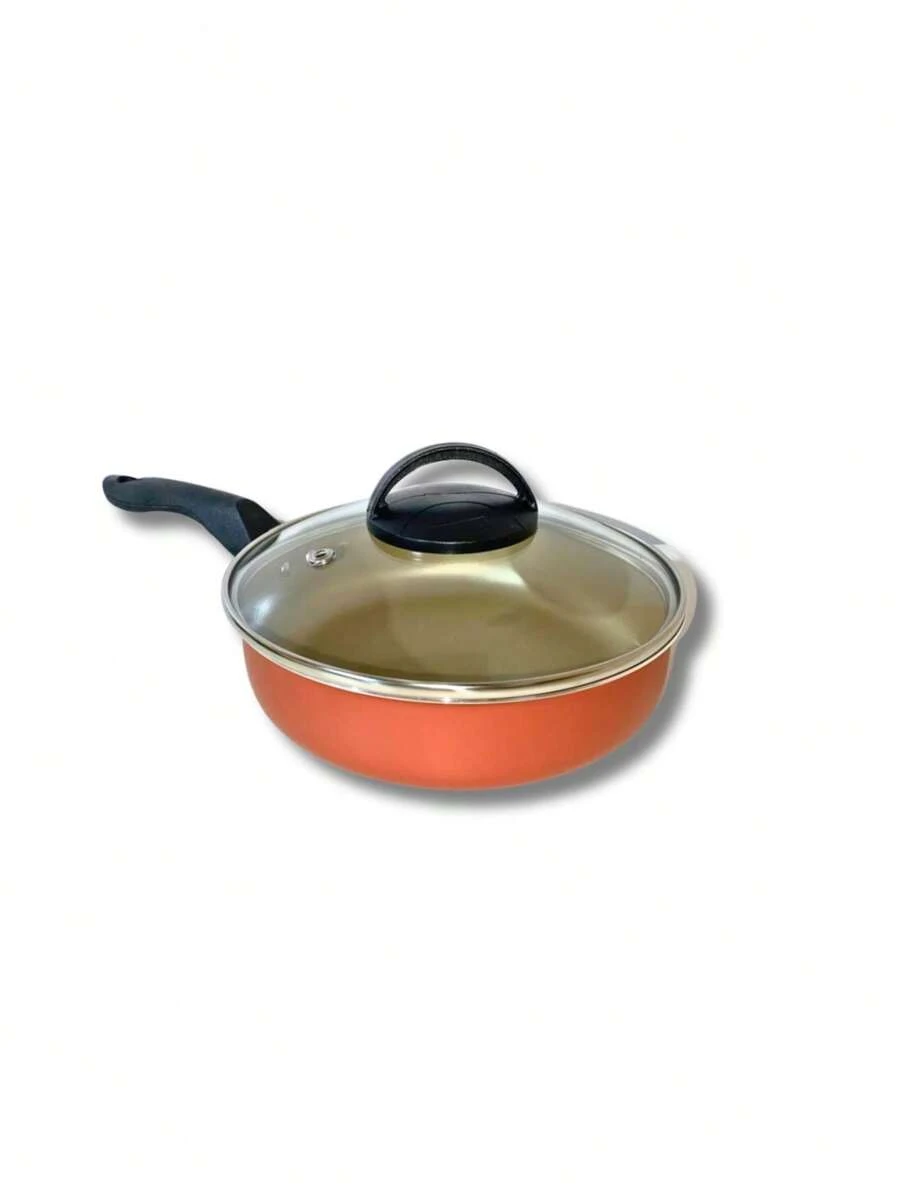 18 Cm Non-Stick Deep Frying Pan With Glass Lid - Màu be - Xem 1