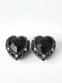 1/5pcs Multicolor Metal Rhinestone Gem Heart Shaped Hollow DIY Beads, Suitable For Family, Couple, Friend Handmade Jewelry, Pendant, Necklace, Earrings, Keychain, Phone Charm, Decorative Gift Valentines
