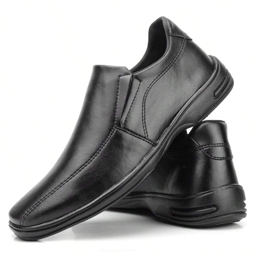 Men's Synthetic Leather Shoes Classic Black Formal Shoes Comfortable Laceless Cheap - màu đen - Xem 1