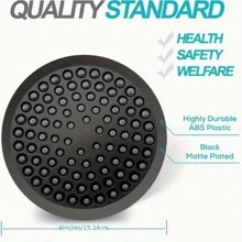 6" Round Shower Head 15cm Arm And Steel Escutcheon - Black - View 4