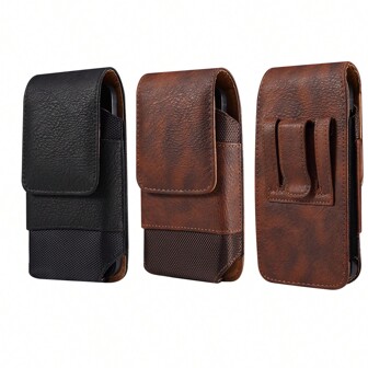 Bolsa de cintura PU con textura de piel de vaca premium, cabe teléfonos de 6.5"/6.7"/6.9"/7.2" con clip para cinturón