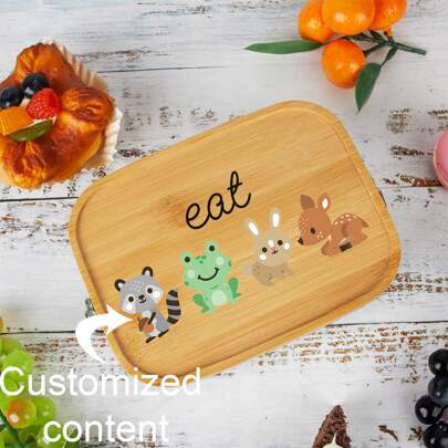 Customized Bamboo Lid Lunch Box, Personalized Bamboo Bento Box, Bamboo Lid Lunch Container, Customized Bamboo Meal Box Christmas Gift