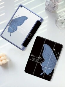 1 szt. Niebieski motyl dwustronna malowana akrylowa przezroczysta kryształowa tylna pokrywa ochronna, kompatybilna z iPadem 10,2 cala 2021/2020/2019 iPad 9./8./7. generacji, kompatybilna z iPadem 5. (9,7 cala), iPad Air 5. generacji 2022 / iPad 10. generacji / iPad Pro 11 cali 2024, z uchwytem na długopis, obsługuje automatyczną pokrywę uśpienia/wybudzenia, z funkcją antypoślizgową - Wielokolorowe - Zobacz 1