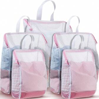 Honeycomb Mesh Laundry Bag With Handle Delicate Wash Bag For Washing Machine Large Opening Side Widening Zippered Mesh Sock Bag Lingerie Bag For Bra Baby Items Travel Garment, 3 Sizes(Pink) Decor, Room Decor, Decorations, Decorations, Decor, Decor, Decor, Decor, Storage, Organizer,Spring,Minimalist,Summer Tops