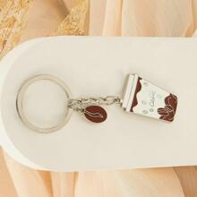 1 件复古欧美情侣咖啡杯钥匙扣，锌合金釉面扁平奶茶/咖啡杯钥匙扣，钥匙扣，手提包挂饰，节日小礼物，日常佩戴书包挂绳带身份证夹汽车配件包饰 - 彩色 - 查看 5