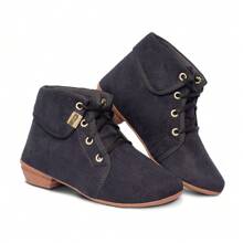 Kit 2 Pairs Women's Basic Suede Ankle Boots Casual Short Boot - ĐEN/CARAMEL - Xem 3