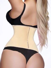 1pc Waist Trainer With Zipper, High Compression Shapewear, Women Waist Cincher - Apricot - View 4