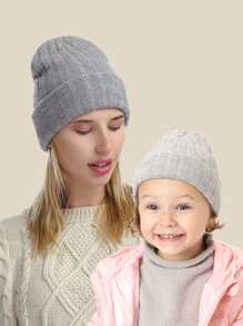 2PCS One Set Baby & Mama Winter Warm Hooded Hat , Soft Pullover Wool Cashmere Hat For Child And Mother, Knitted Hat - Family Set - View 3