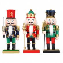 1 件 20 厘米圣诞胡桃夹子小雕像，木制工艺装饰，欧式木偶，节日礼物，有红色/蓝色/绿色可供选择 - 彩色 - 查看 8