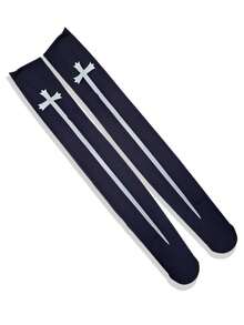 Gothic Medieval Cross 7/8 Tights Halloween Costume And Cosplay Nun - 黑色 - 查看 2