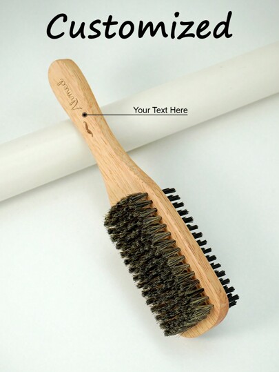 1 Pc Personalised Custom Beard Styling Brush,Soft Nylon Hair Brush , Natural Wooden Wave Hair Brush For Men ,Strong Toughness Beard Brush Portable Ergonomic Curved Design ,Double-Side Styling Beard Hairbrush For Fine, Thin Or Thick Hair,Friend Gift Family Gift Hairbrush Birthday Gift,Men's Gift,Gift For Father/BoyFriend/Husband(Large Size)
