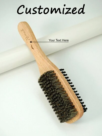 1 stuk gepersonaliseerde baardstylingborstel, zachte nylon haarborstel, natuurlijke houten golvende haarborstel voor mannen, sterke, stevige baardborstel, draagbaar, ergonomisch gebogen ontwerp, dubbelzijdige styling baardhaarborstel voor fijn, dun of dik haar, cadeau voor vriend, familie cadeau, haarborstel, verjaardagscadeau, cadeau voor mannen, cadeau voor vader/vriend/echtgenoot (groot formaat)