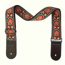吉他背带，带皮革末端的复古刺绣吉他背带，适用于贝斯、电吉他和原声吉他、吉他踏板、萨克斯管、吉他>电吉他、小提琴、原声吉他包、吉他夹、尤克里里背带、吉他手、红色吉他、吉他背带、吉他、萨克斯管 - 彩色 - 查看 6