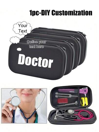 1PC Custom Text, Name, Portable Storage Bag Stethoscope Storage Box EVA Portable Travel Bag Hard Disk Pen Medical Storage Bag Nurse Bag Multi Compartment Medical Equipment Pocket Belt Bag Nursing Storage Bag Multi Compartment Waist Storage Toolkit EMT, CNA, NP, PA, Student