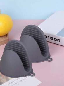 2pcs/Set Heat Resistant Silicone Oven Mitts And Non-Slip Insulated Tongs, Suitable For Baking, Oven, Microwave