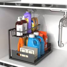 Organizers And Storage 2 Tier Slide Out Kitchen Cabinet Organizer Sturdy Metal Bathroom Storage