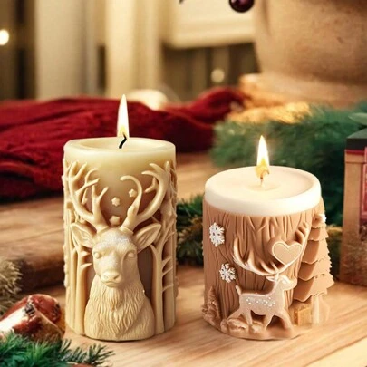 Christmas Scented Candle Silicone Mold - Christmas Tree, Reindeer Shape Essential Oil Diffuser Decor DIY