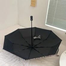 1 Stück Leopard Muster Vintage Auf-Zu Klappregen-schirm, Multifunktionale Sonnenschutz- & Regenschutz, Jungen Valentinstag Herz Valentinstag Sommer Abkühlung, Strand, Reise