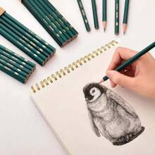 10 支六角木芯铅笔，适合儿童绘画、学生日常书写和考试、返校 - 墨綠色 - 查看 6