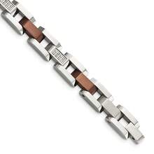 The Black Bow 9mm Stainless Steel Brown Plated 1/4 Ctw Diamond Link Bracelet, 8.5 In