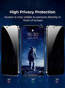 2 Gói Miếng dán màn hình riêng tư bằng kính cường lực tương thích với iPhone 15 Pro Max/15/14/13/12/11/7/8/SE2/X/XS/XR - Độ nét cao, Chống vân tay, Hỗ trợ Face ID, Tấm chắn bóng phủ toàn bộ - màu đen - Xem 2