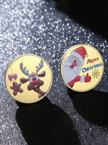 Christmas Decoration 1pc Santa Claus Commemorative Coin, Metal Embossed Medallion, Thanksgiving/Christmas Gift - Multicolor - View 8