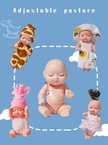 幼儿睡眠娃娃玩具，迷你重生婴儿逼真仿真睡眠娃娃，男孩和女孩 - 彩色 - 查看 3