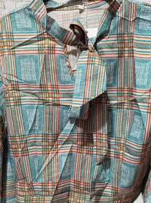 Imported Checked Long Sleeve Blouse - Màu xanh lam - Xem 2