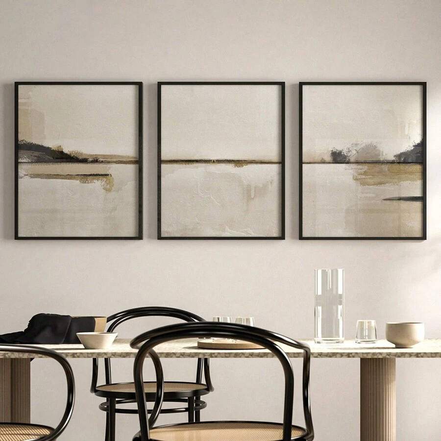 3pcs Unframed Abstract Art Prints Set, Modern Neutral Abstract Gallery Wall Art Set, 3 Scandinavian Prints Simpe Abstract Art Nordic Abstract Posters, Modern Abstract Art Canvas Wall Decoration Gifts Birthday Graduation