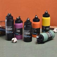 1pc Simple Large Capacity Stainless Steel Insulated Water Bottle Outdoor Hiking Sports Portable Straight Design Water Cup Customized