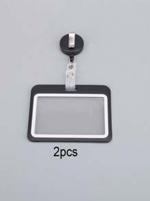 1pc Vertical Matte Black Strap With Buckle Id Card Holder For Students/workers - Black - View 7