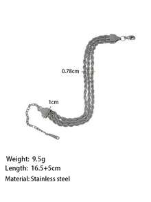 时尚简约扭绳链男士不锈钢项链防锈不褪色圣诞节新年情人节礼物 - 銀色 - 查看 3