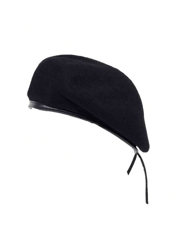 1pc Men's Wool Beret Cap, Adjustable Hat For Outdoor Casual Wear, Suitable For Autumn And Winter Halloween