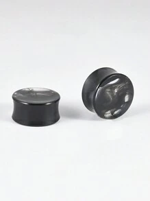 1 Paar acryl grau-rauch einfarbige Doppelflanschen Ohr Tunnel Stretcher 8mm-25mm, Körperschmuck für Frauen und Männer - Wie im Bild gezeigt - Übersicht 9