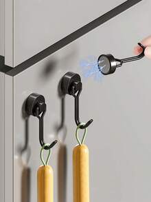 1 pieza Gancho magnético potente, Gancho magnético adhesivo para refrigerador de cocina, Gancho magnético giratorio sin perforación y sin dolor para puerta antirroba de entrada